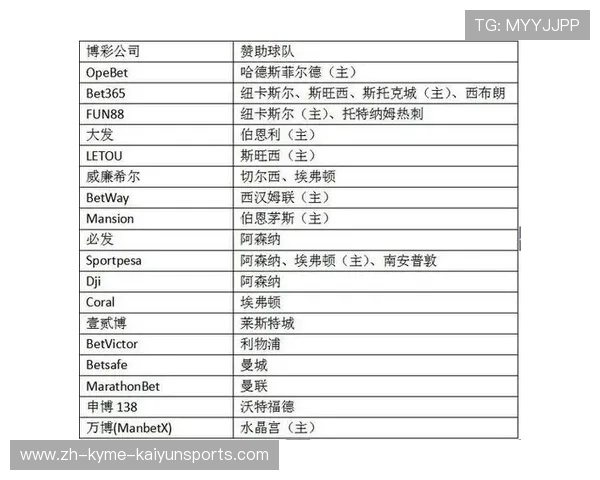 英超新赛季各球队球衣赞助品牌总览图表